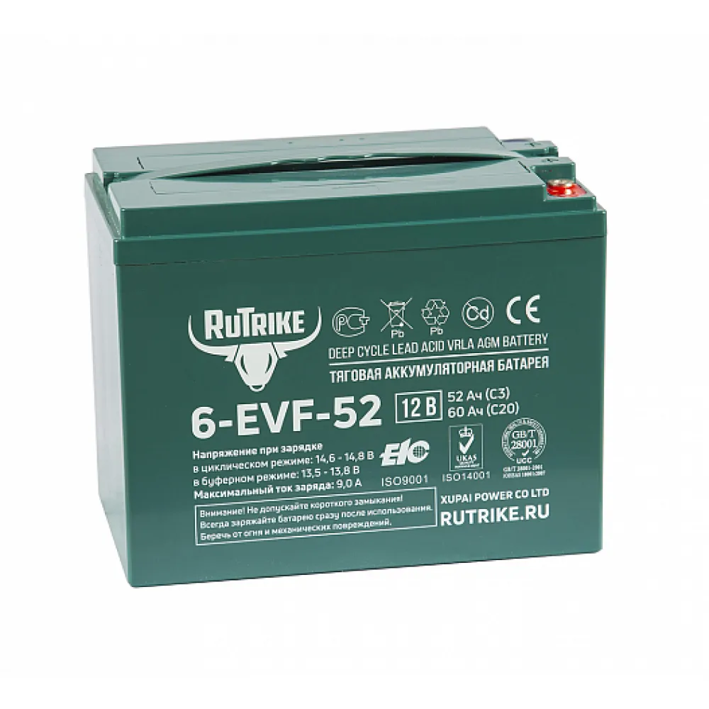 Тяговый аккумулятор RuTrike 6-EVF-52 (12V52A/H C3) 1